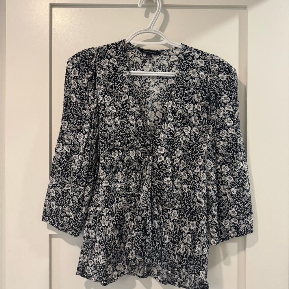 Banana Republic Black and White Floral Blouse